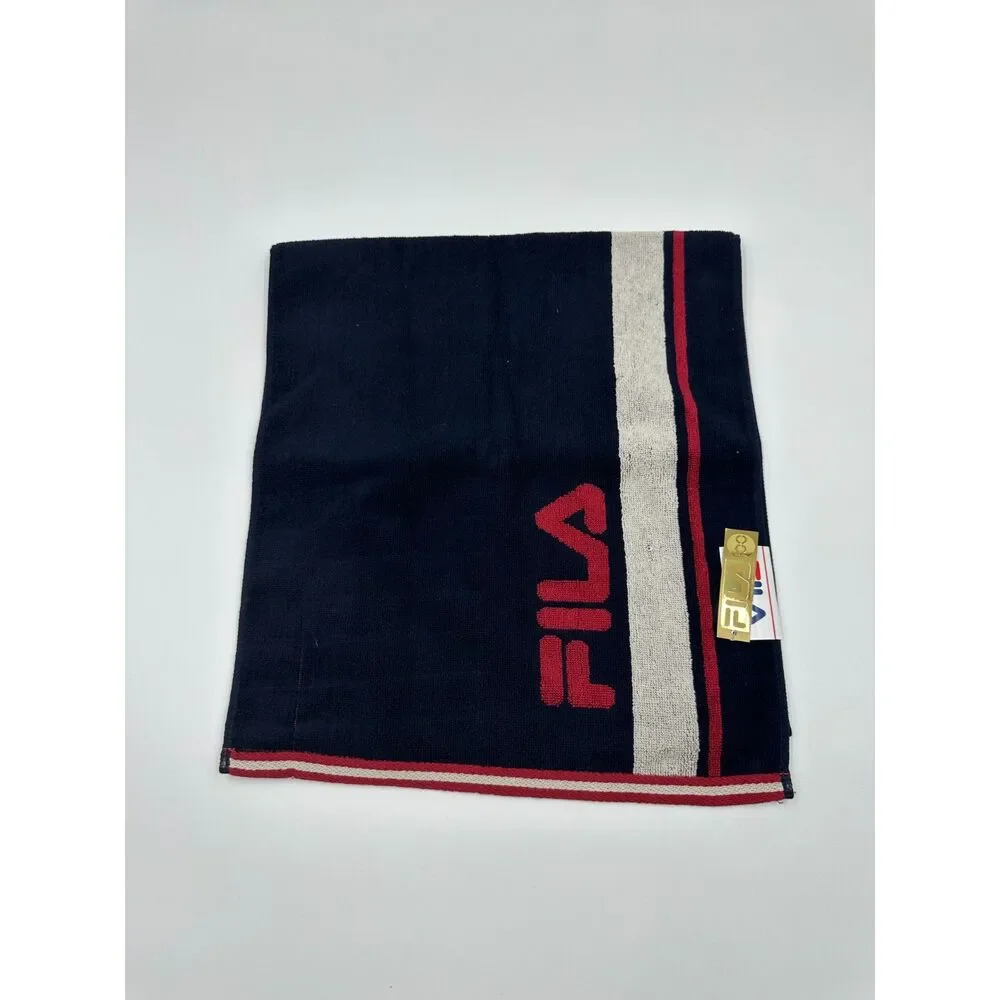 Fila Japan Personal Towel 100% Cotton 30 x 13 Rectangular w/ Stripe NWT